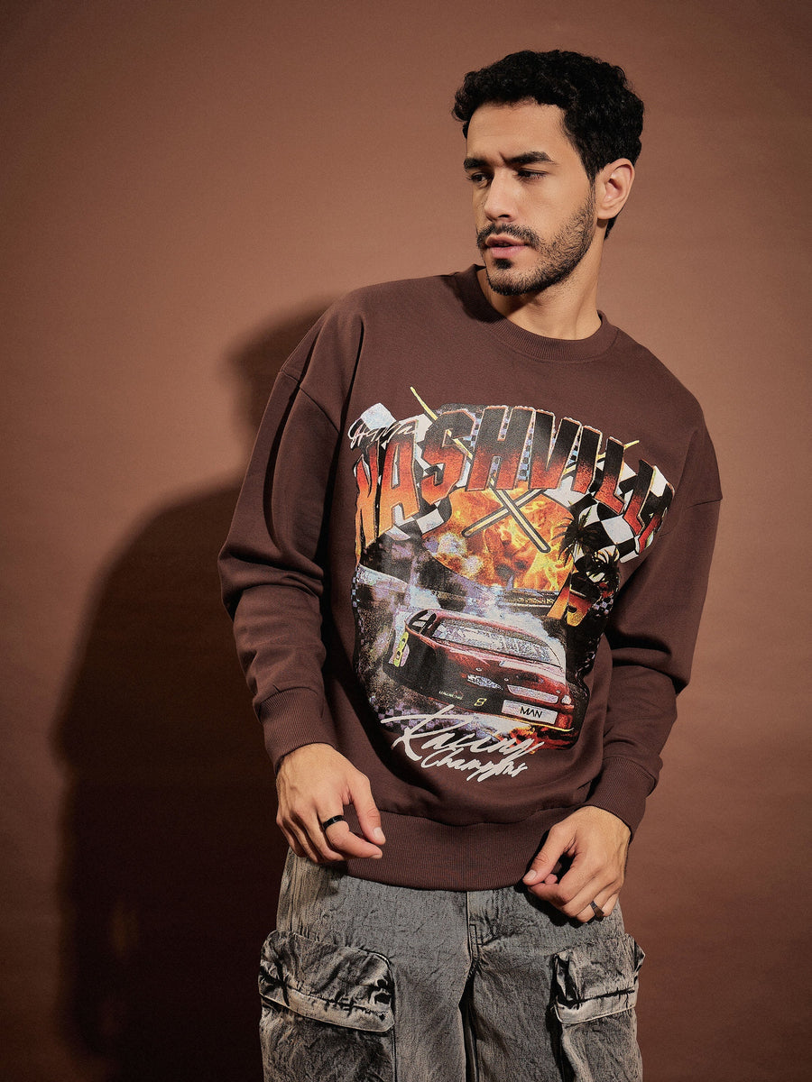 Buy Men Brown NASHVILLE Oversized Sweatshirt Online @ WomensFashionFun –  womensfashionfun