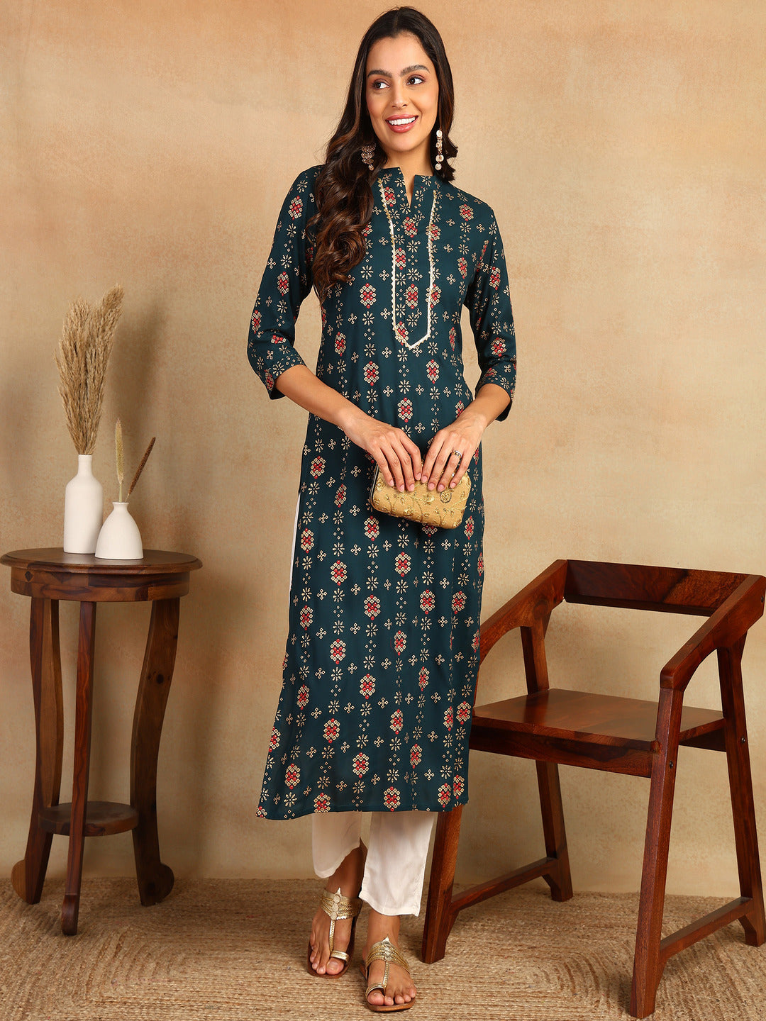 Straight Printed Viscose Rayon Kurta