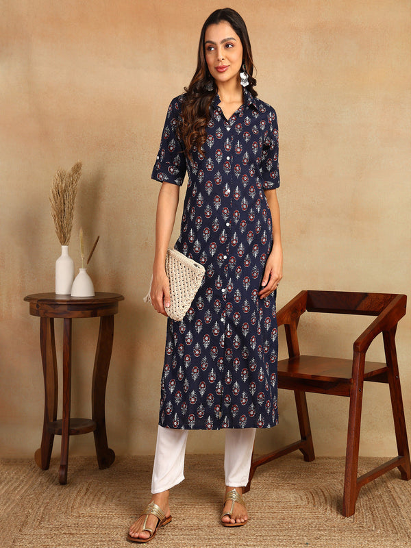 Frontslit Printed Viscose Rayon Kurta