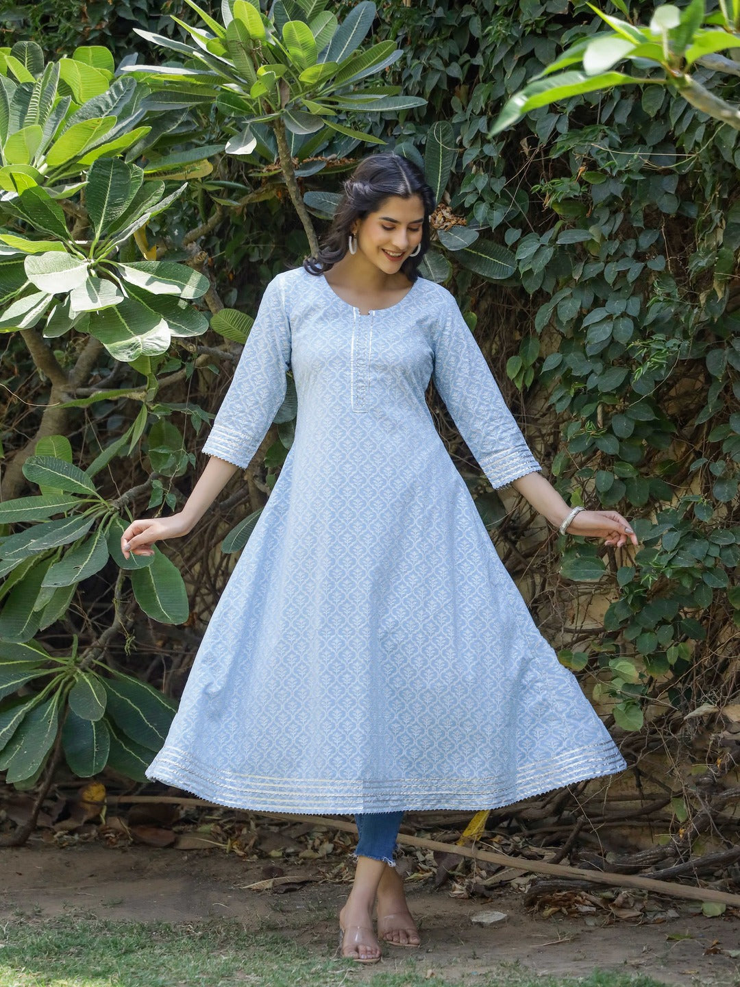 Anarkali Printed Pure Cotton Kurta