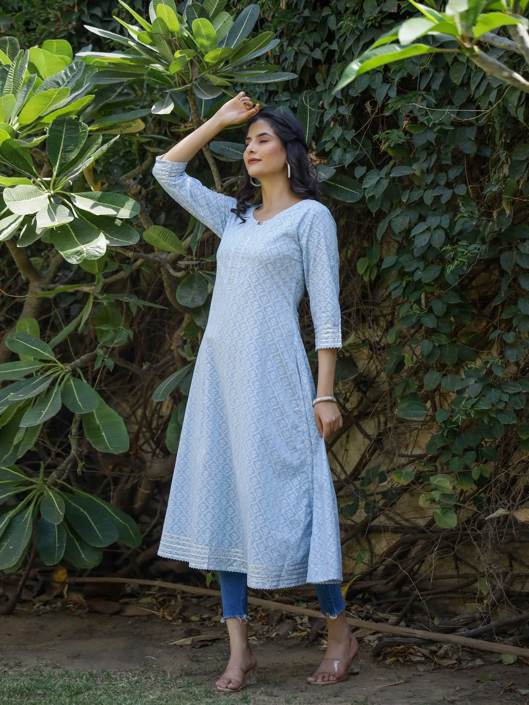 Anarkali Printed Pure Cotton Kurta