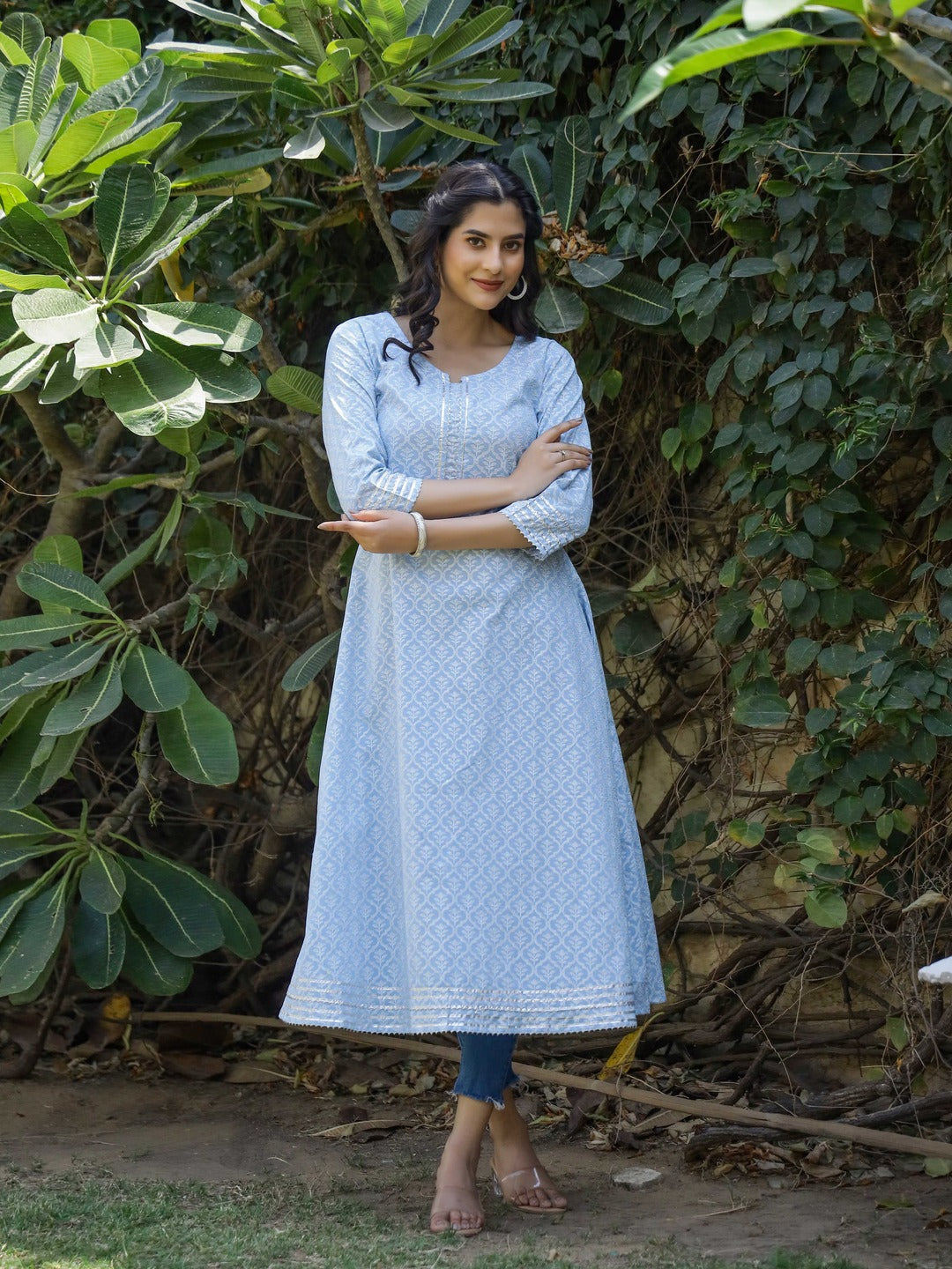 Anarkali Printed Pure Cotton Kurta