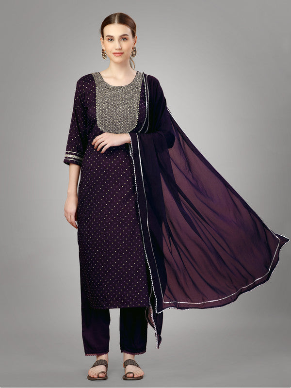 Women Embroidered Silk Blend Kurta Pant Dupatta Set