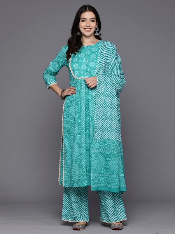 Women Blue Printed Straight Kurta Palazzos With Dupatta Set WomensFashionFun