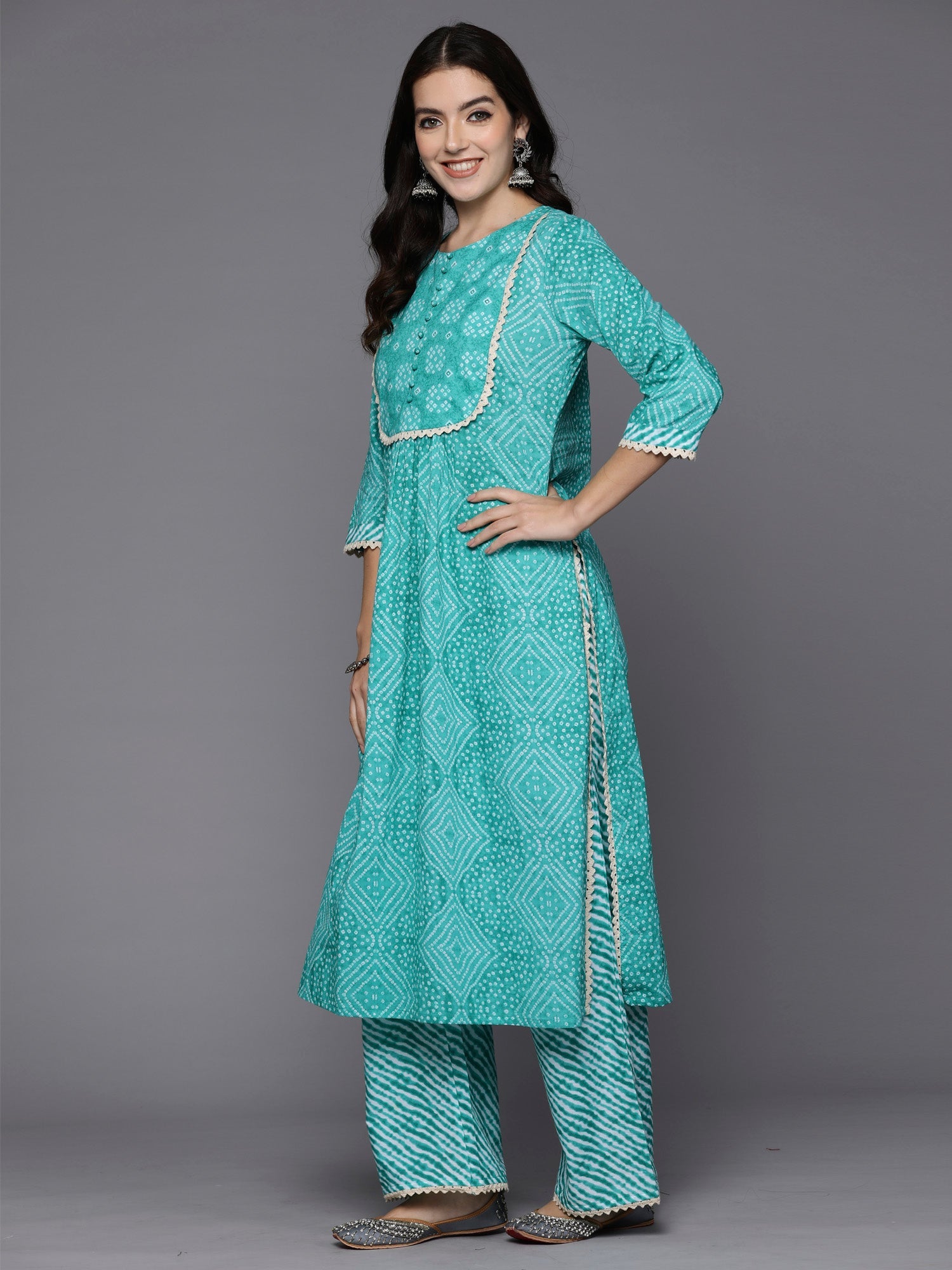 Women Blue Printed Straight Kurta Palazzos With Dupatta Set WomensFashionFun