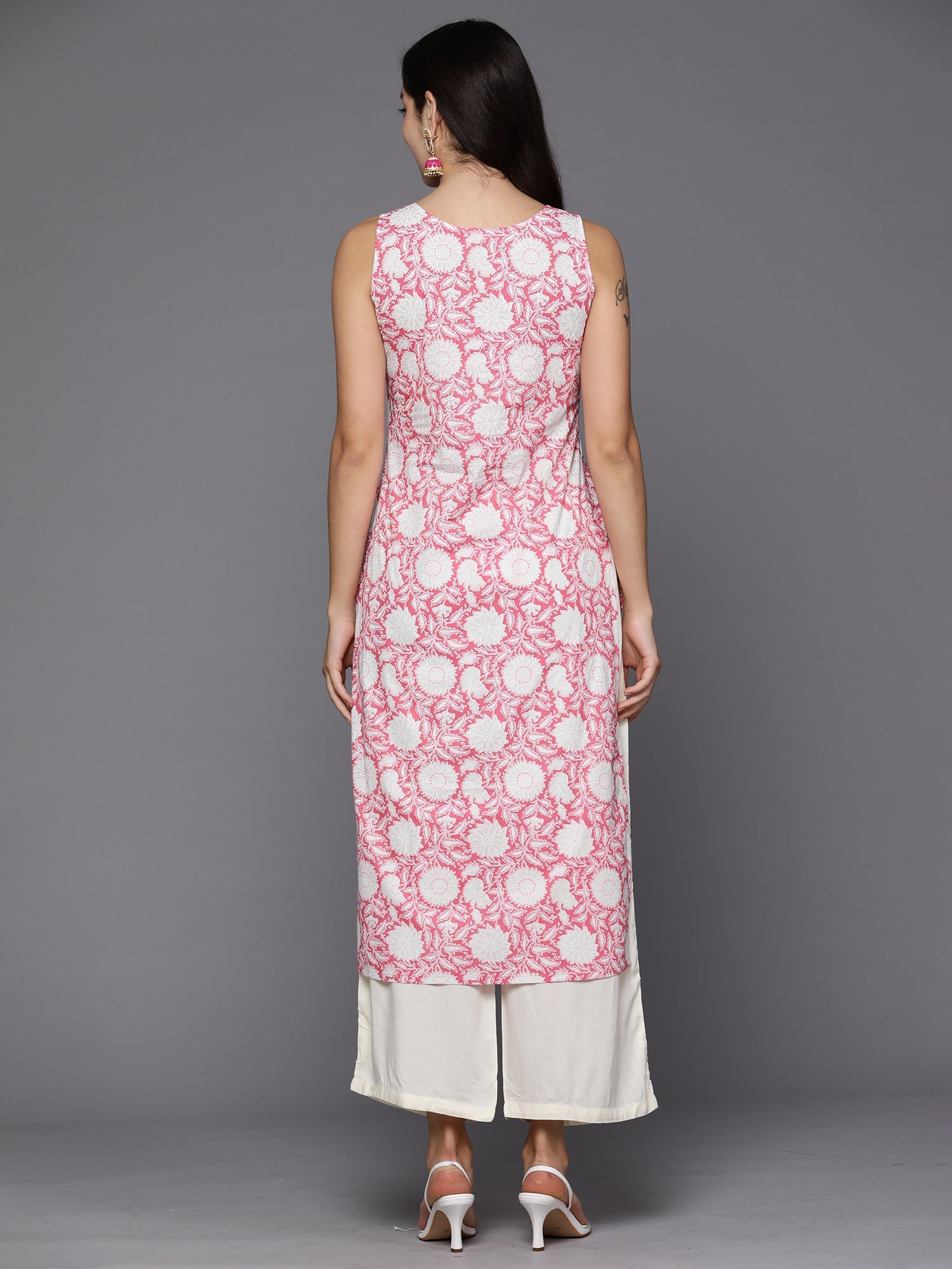 Women Pink Printed Straight Kurtas WomensFashionFun