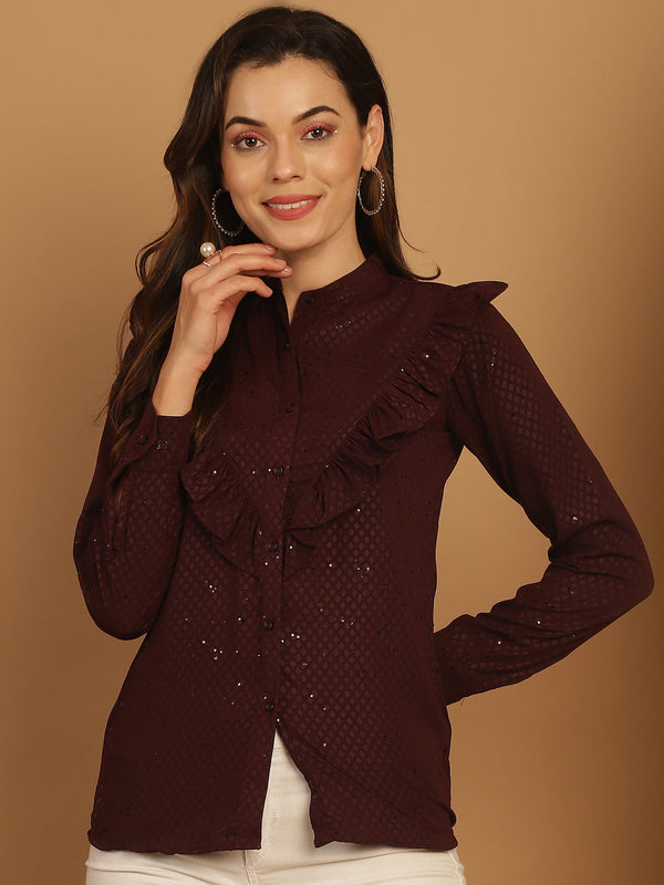 Wine Woven Design Women's Top | WomensFashionFun