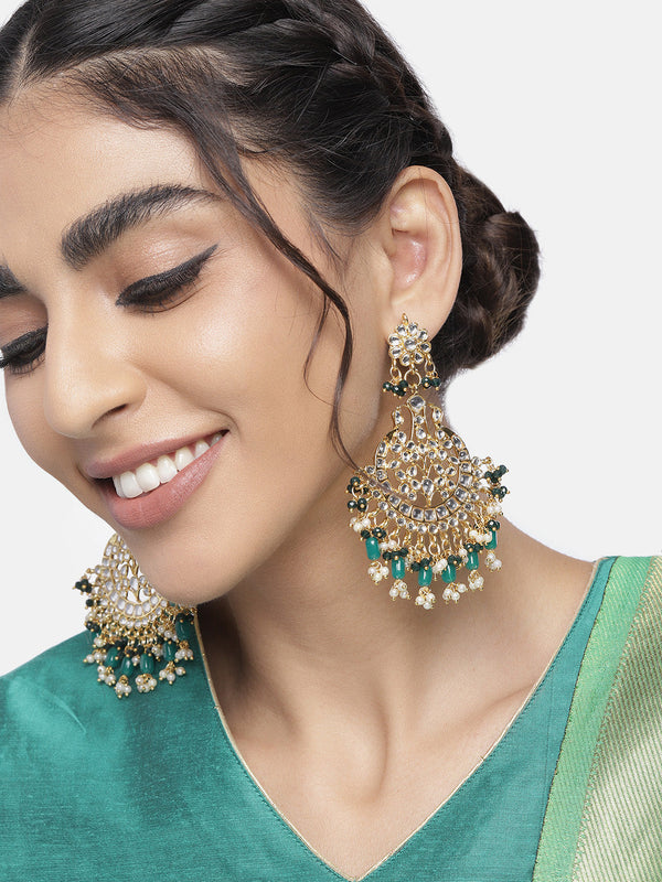 18K Gold Plated Traditional Handcrafted Pearl Kundan Beaded Earrings for Women/Girls (E3013G) | Womensfashionfun