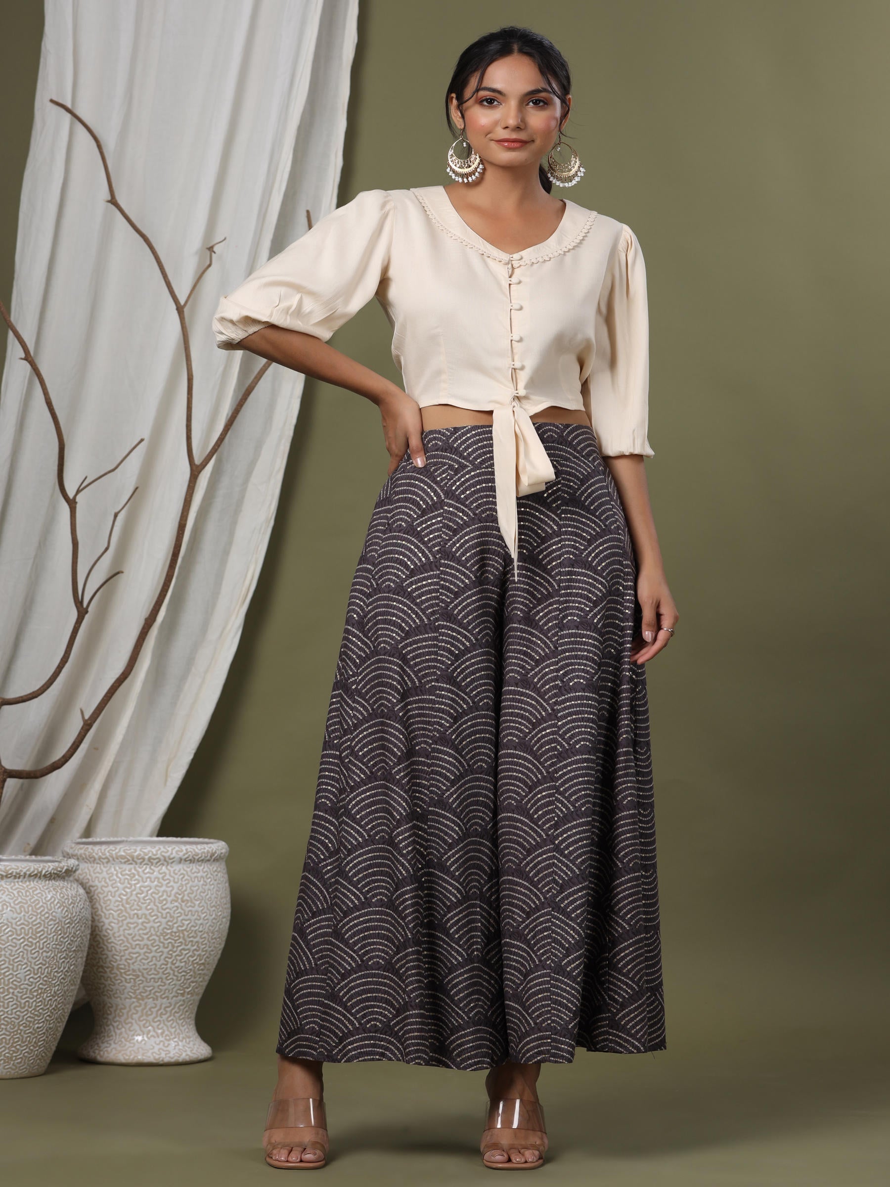 Women Grey Liva Printed Palazzo