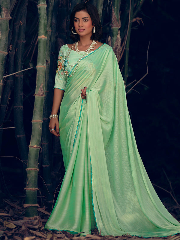 Green Art Silk Woven Saree | womensfashionfun