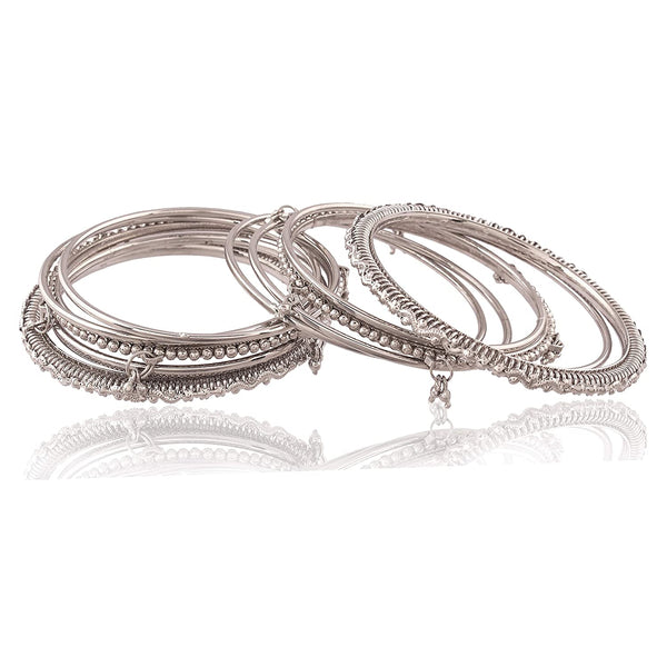 Navratri Ethnic Traditional Silver Plated Oxidized Bangles Set Jewellery for Women/Girls (ADB153b) | Womensfashionfun