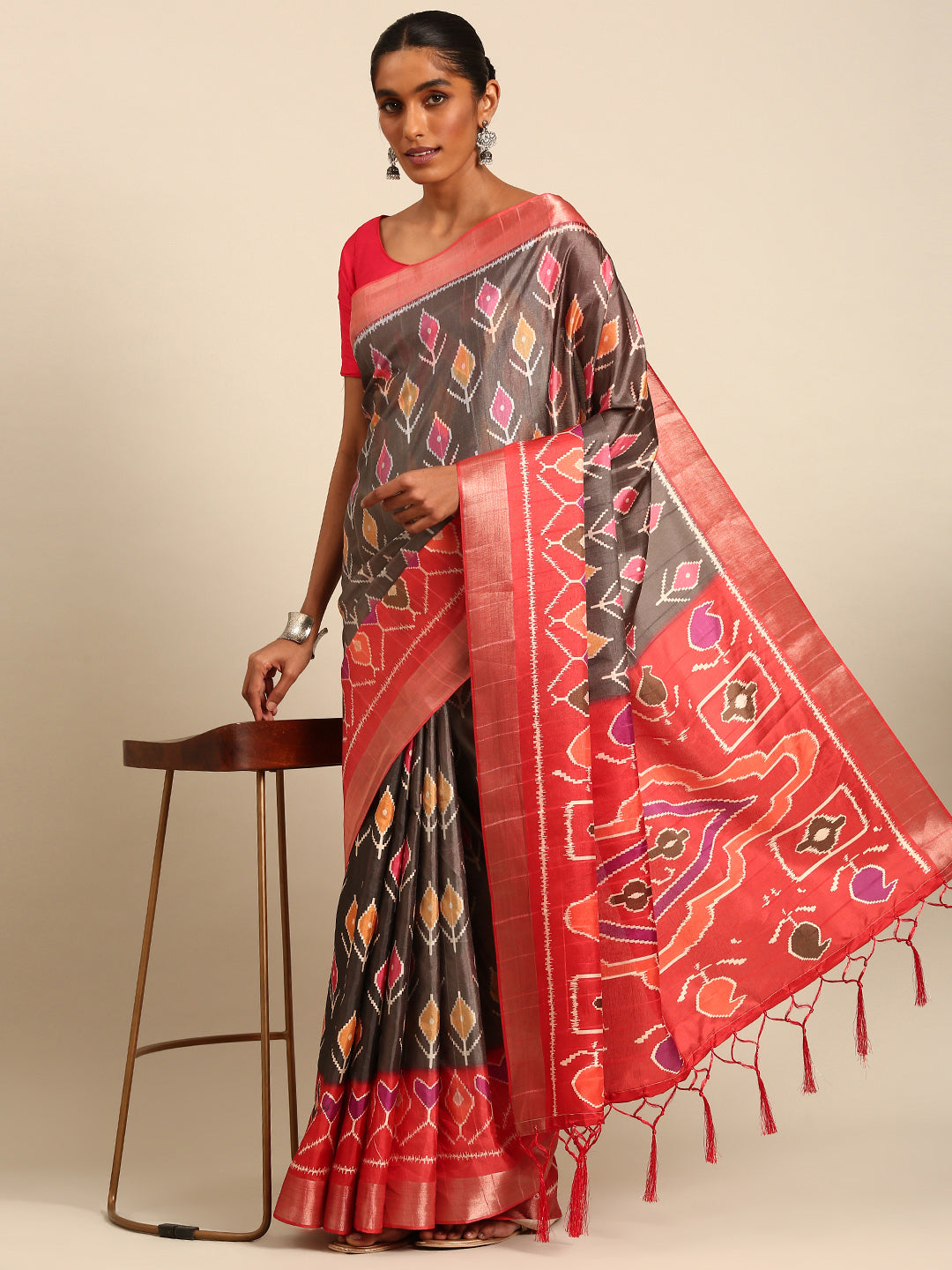 Women Multi Color Cotton Digital Print Traditional Saree