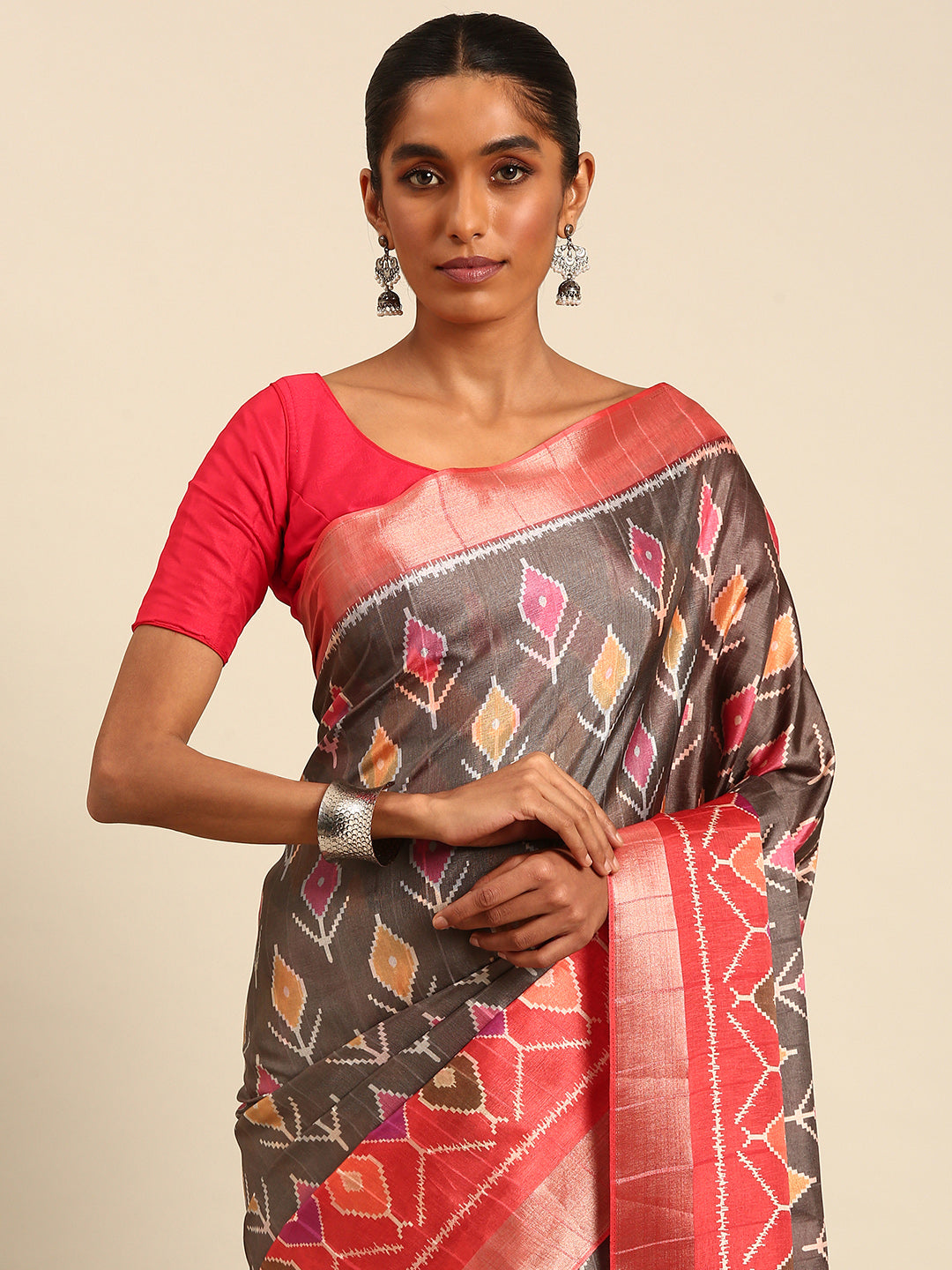 Women Multi Color Cotton Digital Print Traditional Saree