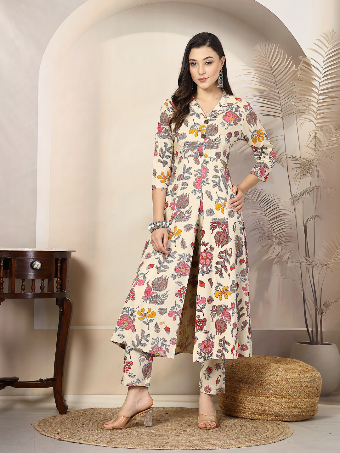 Floral Printed Rayon A-Line Kurta Pant Set