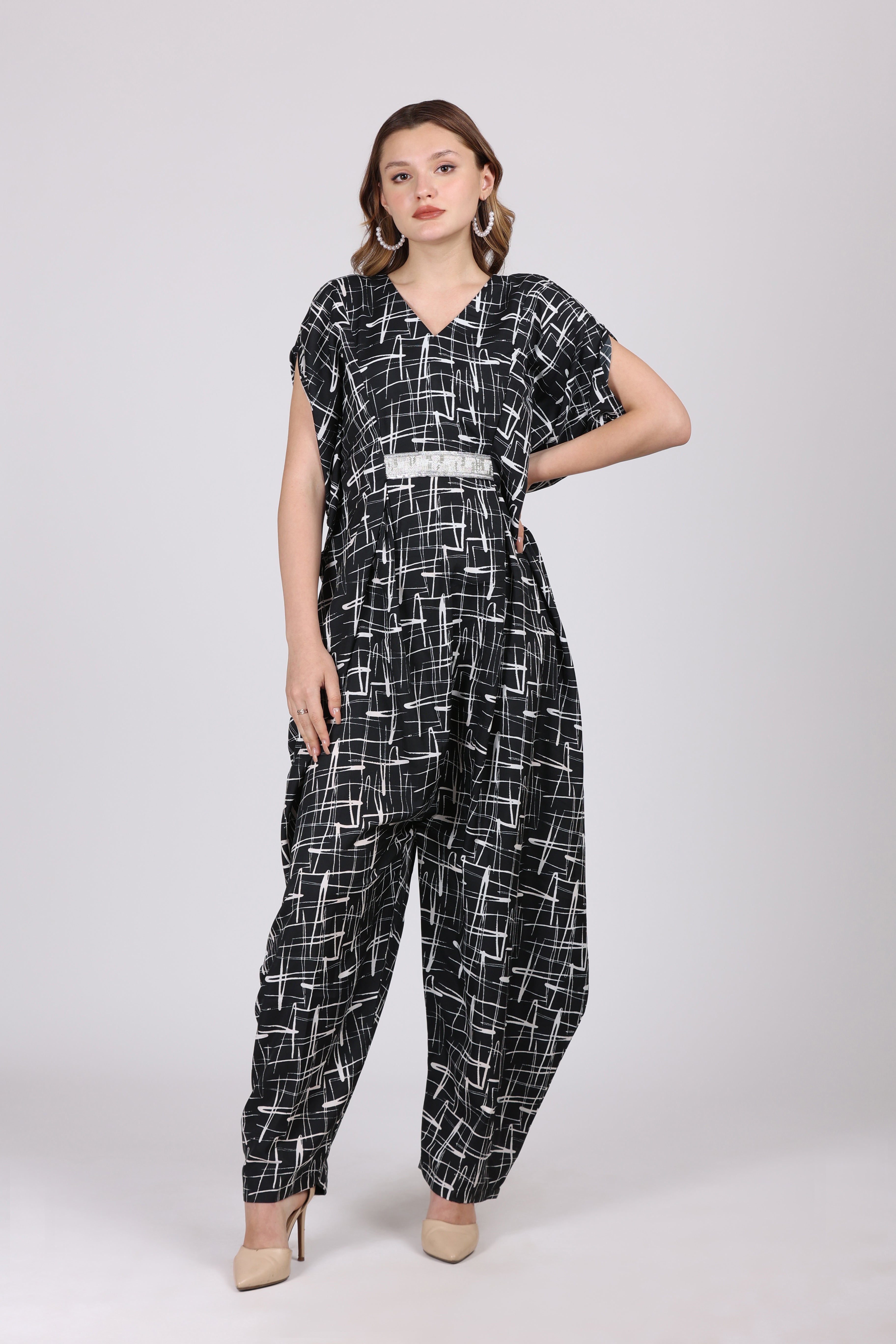 Women Black Crepe Digital Print Jump Suit WomensFashionFun