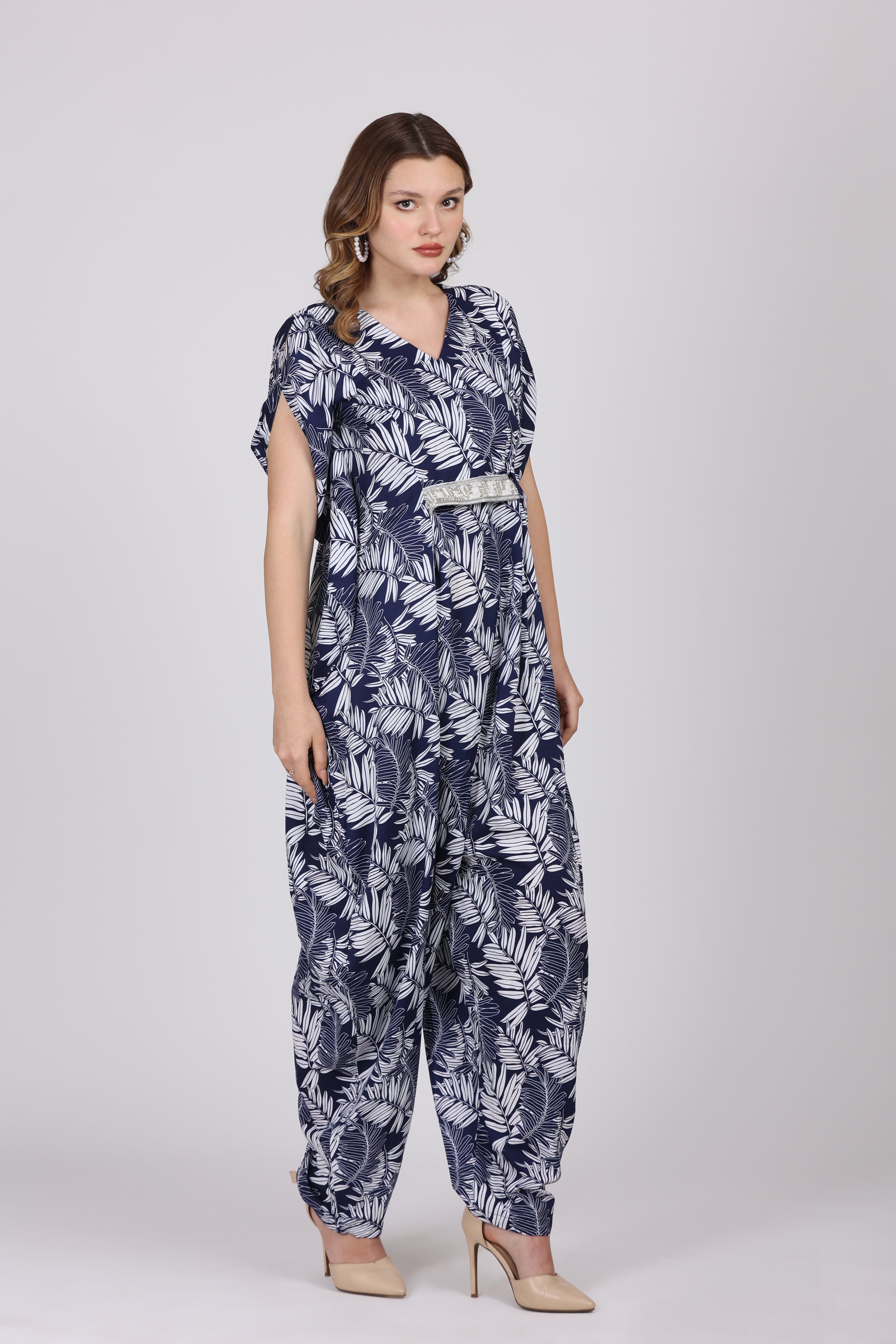 Women Blue Crepe Digital Print Jump Suit WomensFashionFun