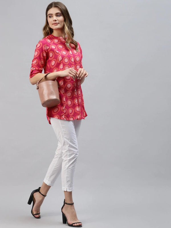 Pink Rayon Shirt Style Top | WomensFashionFun