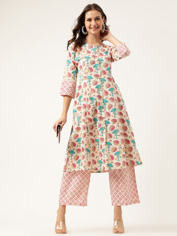 Floral Cotton Kurta with Trouser set | WomensFashionFun