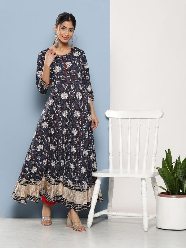 Blue Cotton Anarkali Kurta | WomensFashionFun