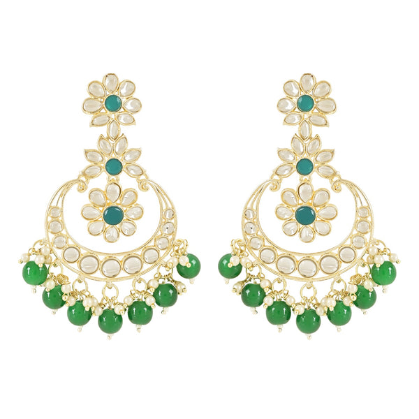 Gold Plated Traditional Handcrafted Kundan Earrings Adorned with Pearls for Women (Style 3) | Womensfashionfun