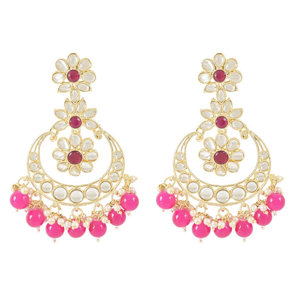 Gold Plated Traditional Handcrafted Kundan Earrings Adorned with Pearls for Women (Style 2) | Womensfashionfun