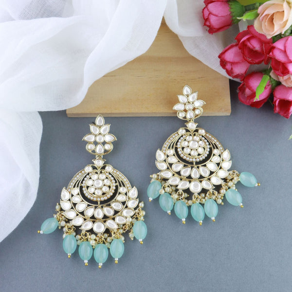 Gold Plated Traditional Handcrafted Pearl Kundan Beaded Earrings for Women (E3020) | Womensfashionfun