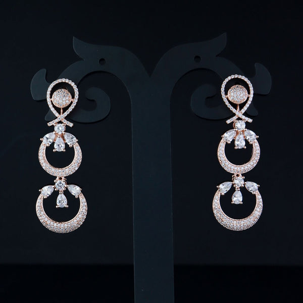 Stylish Latest Fashion Rose Gold Plated Glittering Crystal AD Stone studded Earrings for Women & Girls (E3087RG) | Womensfashionfun