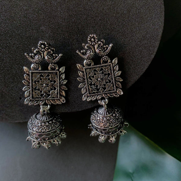 Navratri Ethnic Silver Oxidised Afghani Style Trending Jhumka Earrings For Women & Girls (Style 8) | Womensfashionfun