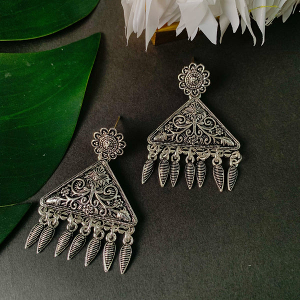 Navratri Ethnic Silver Oxidized Afghani Style Trending Earrings For Women & Girls (E3139OX) | Womensfashionfun