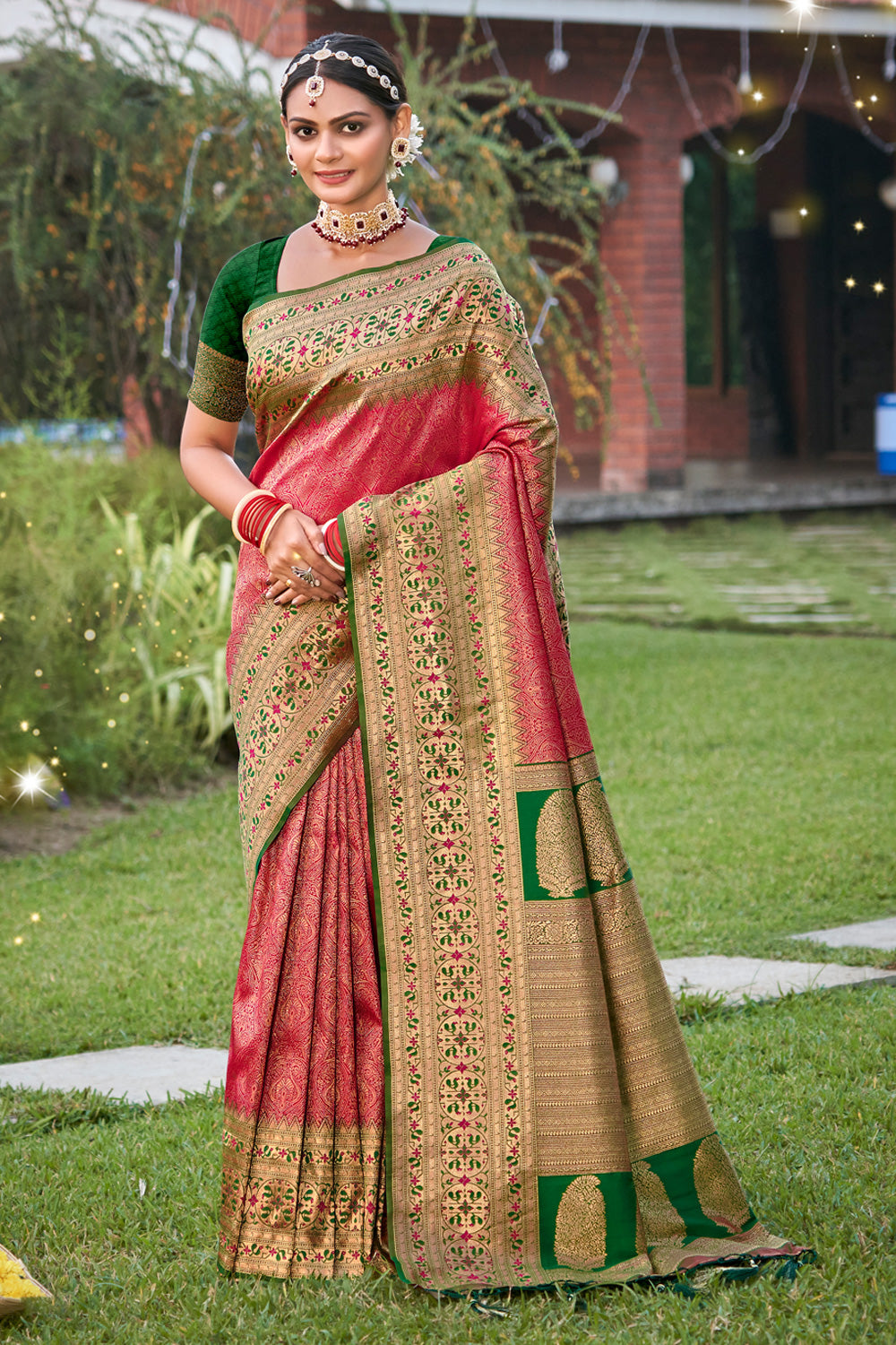 Women Cream Kanjivaram Silk Woven Work Traditional Tassels Saree