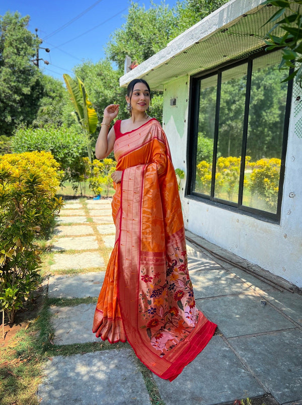 Women Party Wear Jari Weaving Paithani Silk Saree with Un Stitched Blouse | WomensFashionFun