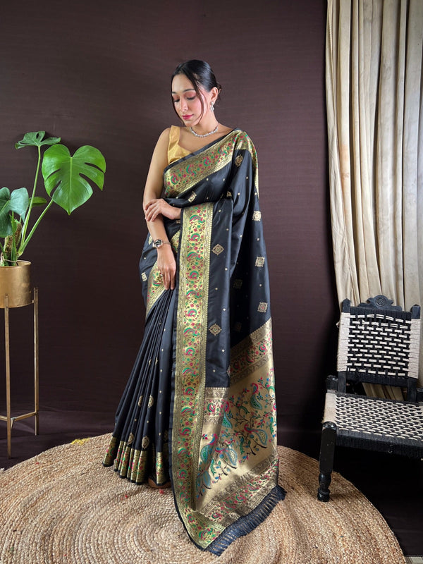 Women Party Wear Jari Weaving Paithani Silk Saree with Un Stitched Blouse | WomensFashionFun