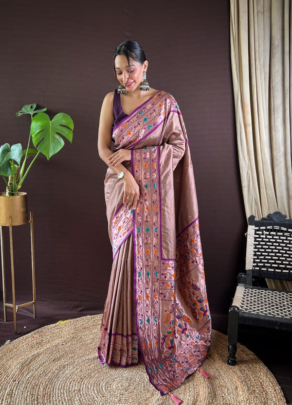 Women Party Wear Jari Weaving Paithani Silk Saree with Un Stitched Blouse | WomensFashionFun