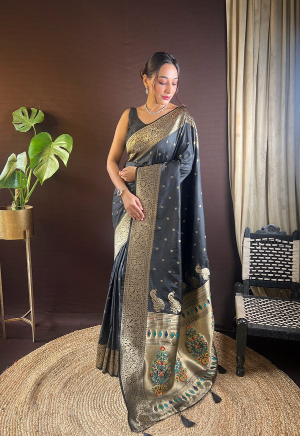 Women Party Wear Jari Weaving Paithani Silk Saree with Un Stitched Blouse | WomensFashionFun