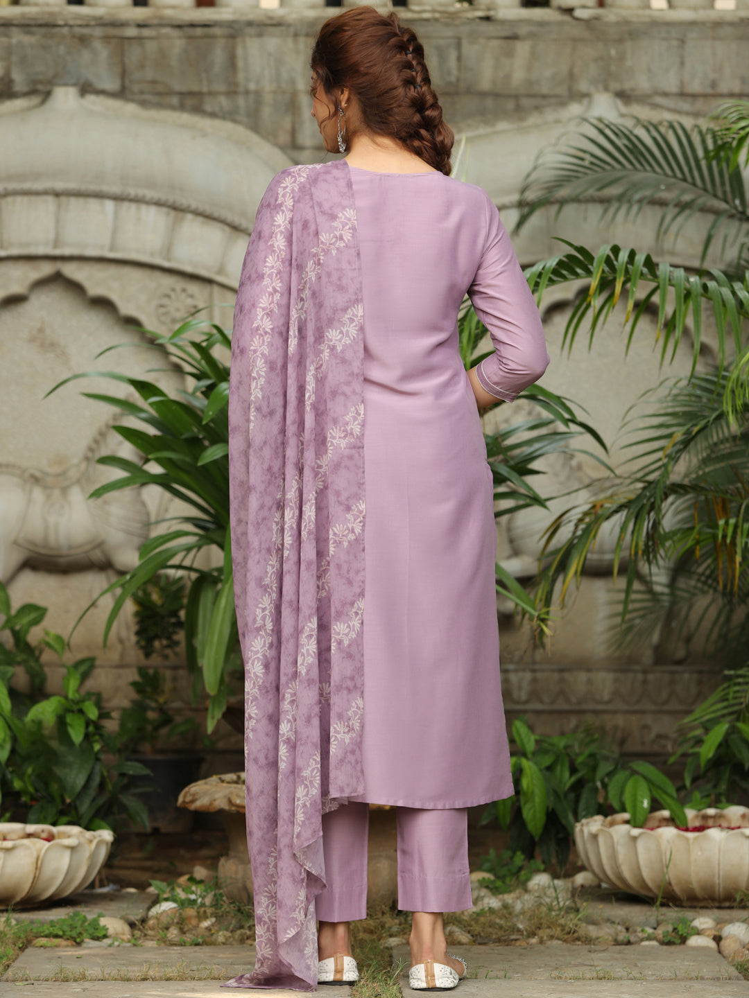 Women Silk Blend Lavender Kurta Set WomensFashionFun