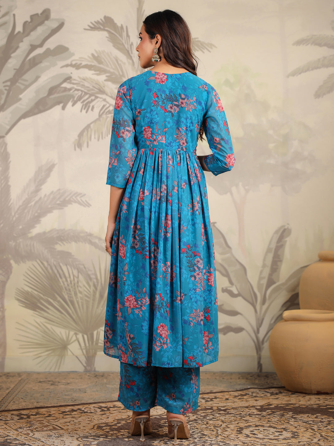 Women Georgette Blue Kurta Set WomensFashionFun