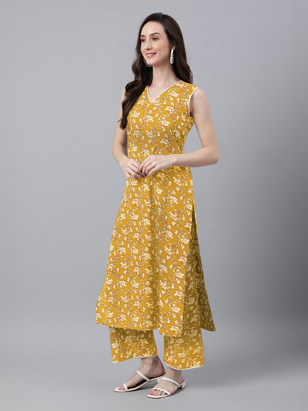 Women Cotton Mustard Kurta Set WomensFashionFun