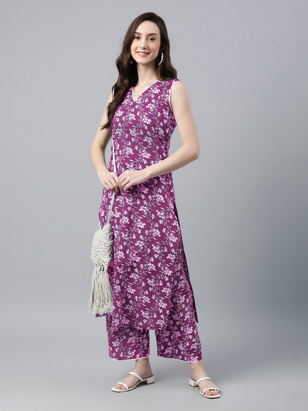 Women Cotton Purple Kurta Set WomensFashionFun