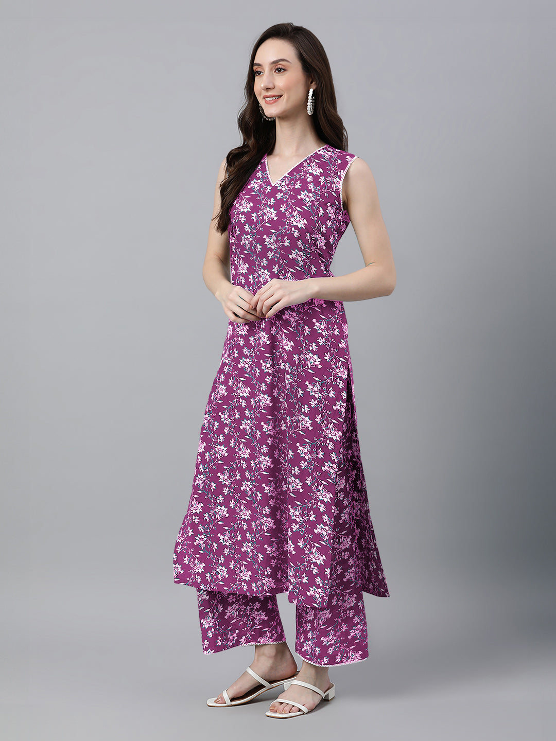 Women Cotton Purple Kurta Set WomensFashionFun