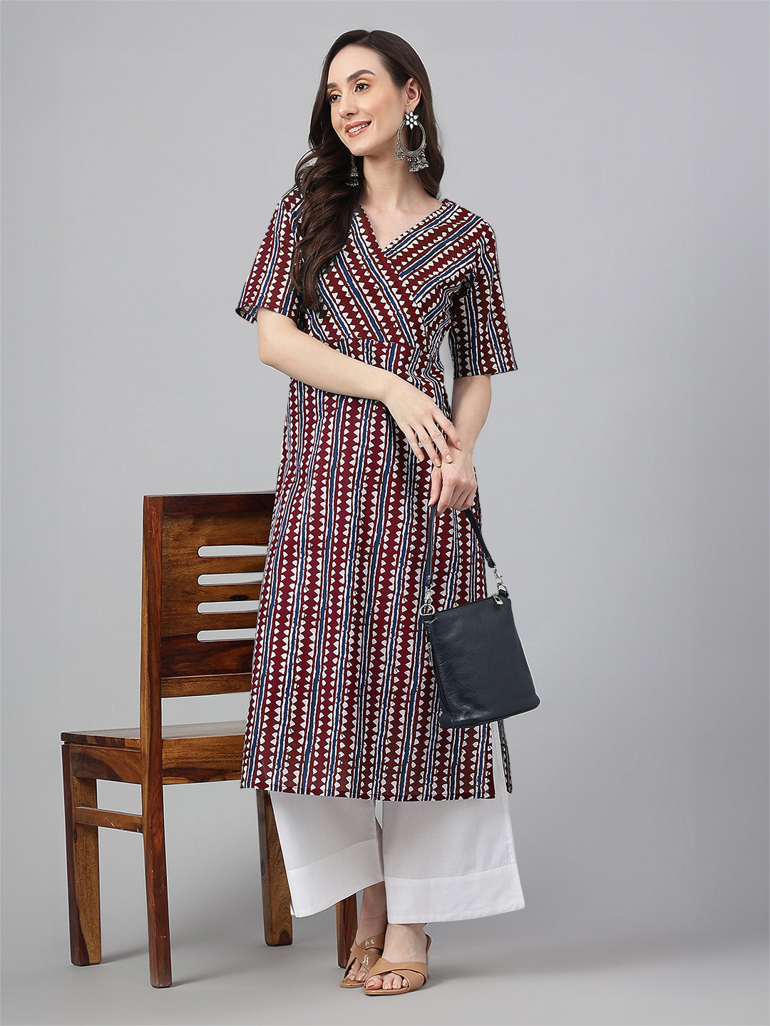 Women Cotton Maroon Kurta WomensFashionFun