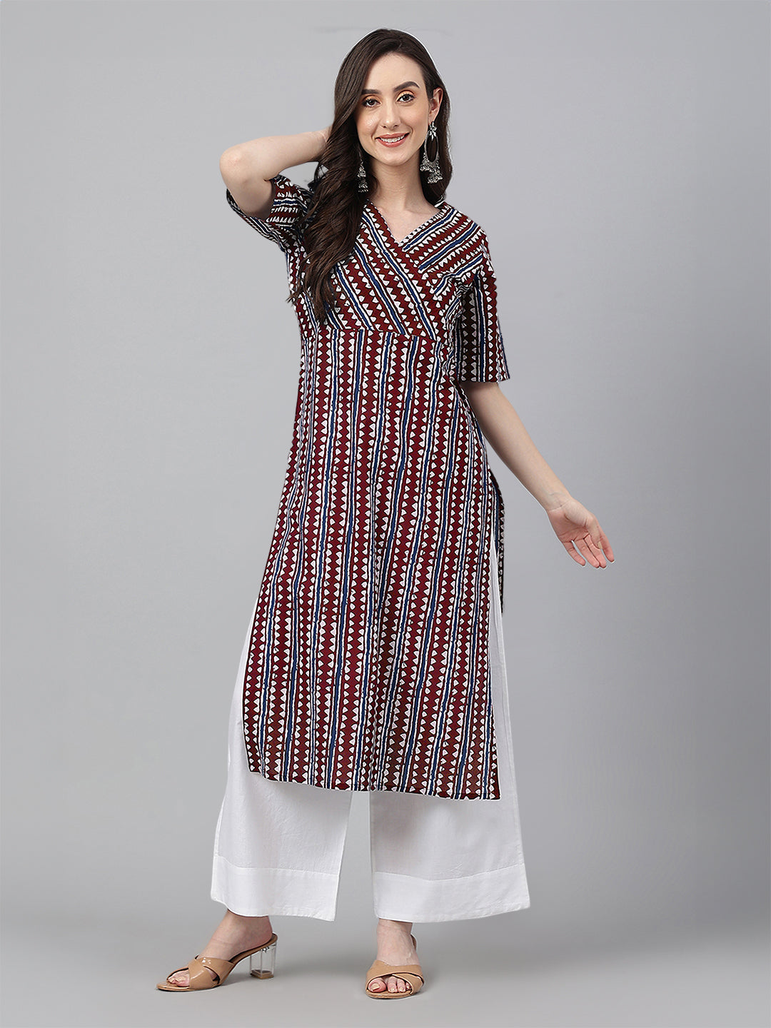 Women Cotton Maroon Kurta WomensFashionFun