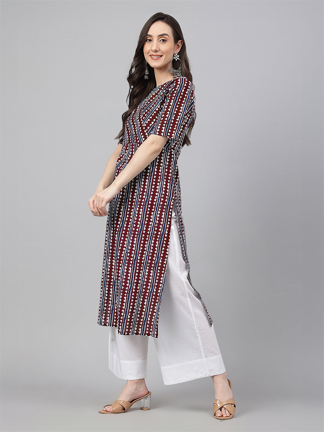 Women Cotton Maroon Kurta WomensFashionFun