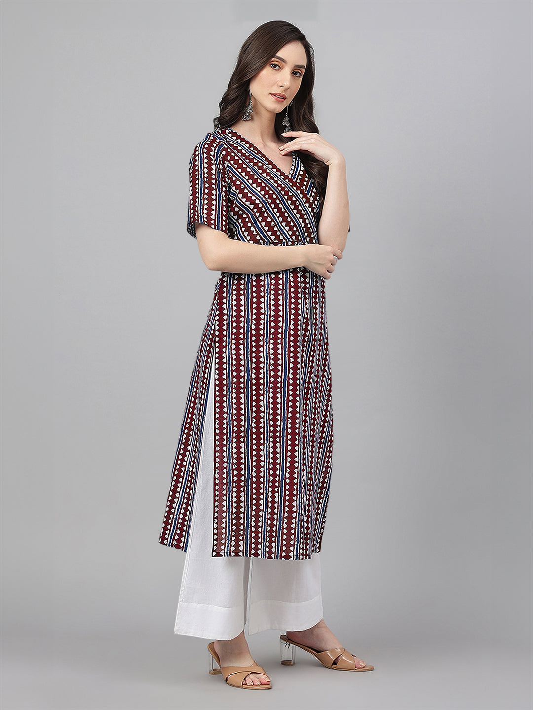 Women Cotton Maroon Kurta WomensFashionFun