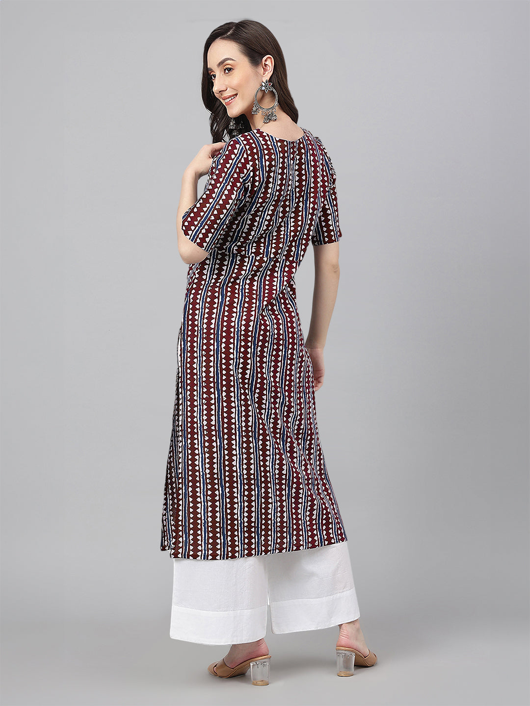 Women Cotton Maroon Kurta WomensFashionFun