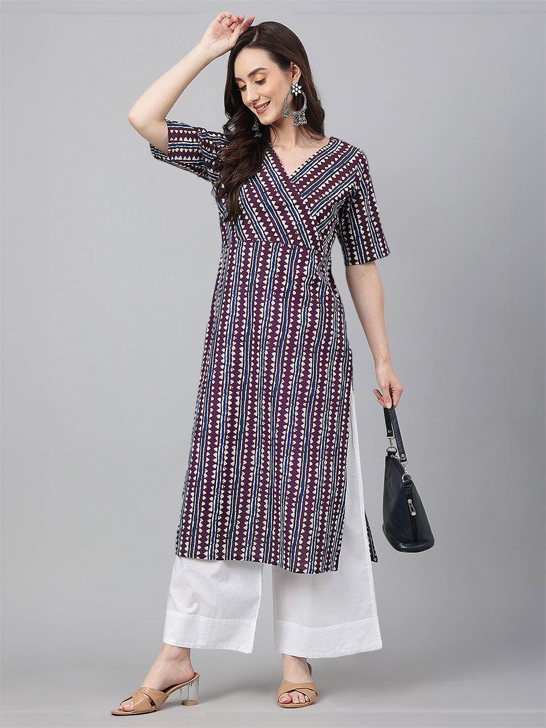 Women Cotton Wine Kurta WomensFashionFun