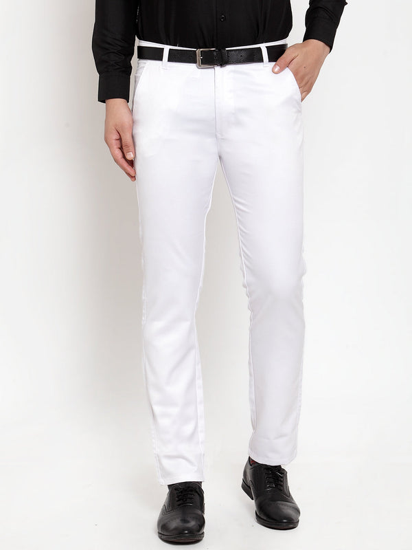 Men's White Tapered Fit Formal Trousers | WomensFashionFun.com