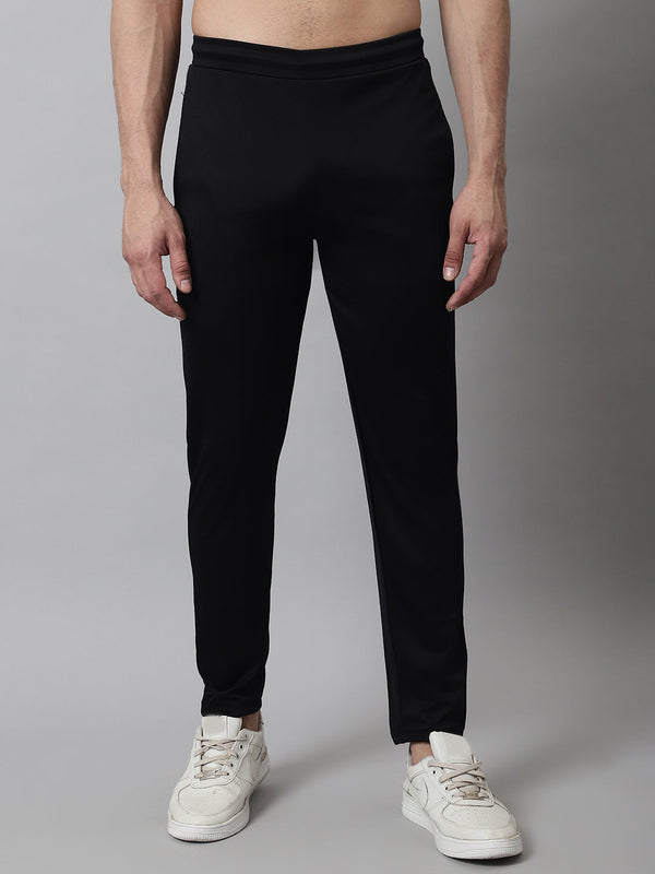 Men's Black Solid Streachable Lycra Trackpants | WomensFashionFun.com