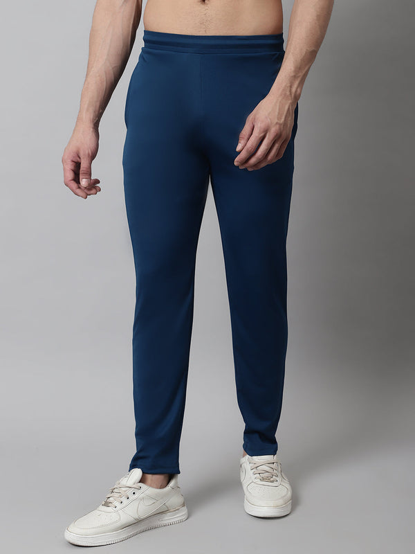 Men's Blue Solid Streachable Lycra Trackpants | WomensFashionFun.com