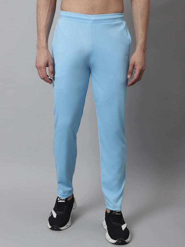 Men's Sky Blue Solid Streachable Lycra Trackpants | WomensFashionFun.com