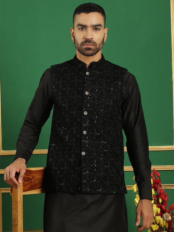 Men's Sequins Velvet Nehru Jacket | WomensFashionFun